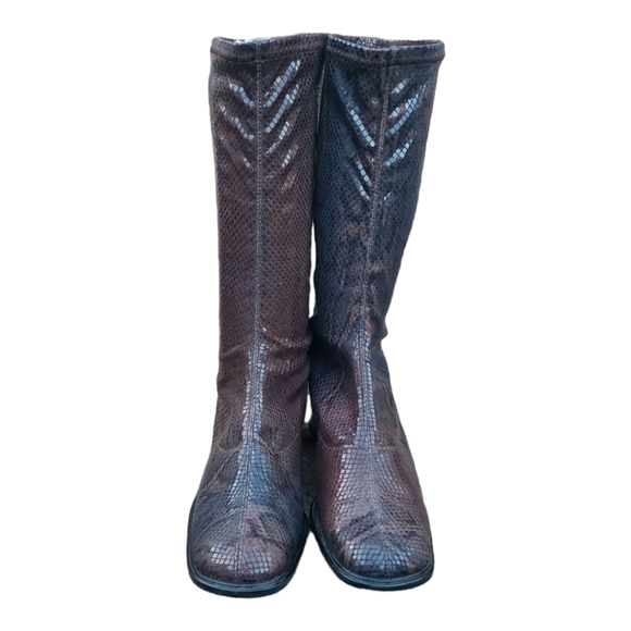 Y2K Bleil Faux Snakeskin sock Boots Mid-Calf Size UK 8/10 US - Picture 2 of 13
